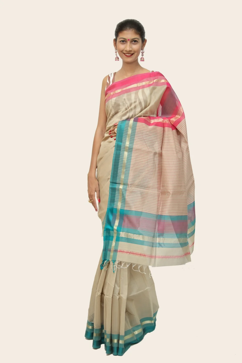 Dazzling Narmada Waves handloom Saree with Tassels - Tussar